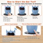 Laser Cat Toy, Interactive Cat Toy with 360° Random Rotating Red Bot Cat Toy, Multifunctional 2 in1 Adjustable Speed, Rechargeable with Feather Wand Toy for Cat Dog Indoor (Blue) - Image 7