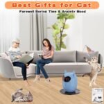 Laser Cat Toy, Interactive Cat Toy with 360° Random Rotating Red Bot Cat Toy, Multifunctional 2 in1 Adjustable Speed, Rechargeable with Feather Wand Toy for Cat Dog Indoor (Blue) - Image 8