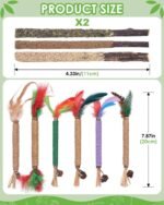 Silvervine Cat Chew Sticks, 12 Pack Catnip Chew Toys with Natural Feather for Kittens Teeth Cleaning, Matatabi Dental Care, Increase Appetite, Aggressive Chewers Cat Dental Toy - Image 5