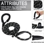 Dog Leash, 6 FT Heavy Duty Dog Leashes, Durable Premium Quality Strong Rope Slip Leash with Comfortable Padded Handle and Highly Reflective Threads for Small Medium and Large Dogs, (Black) - Image 3