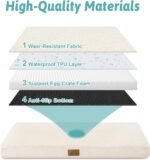 Dog Crate Bed for Extra Large Dogs, Rectangular XL Orthopedic Dog Beds, Foam Anti-Slip Bottom Pet Mat with Washable Removable Cover, Suitable for Pet Up to 100 lbs, 44x32x3 inch, Beige - Image 6