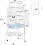Yaheetech Play Open Top Parrot Bird Cages for Sun Parakeet Cockatiel Green Cheek Conure Lovebird w/Detachable Rolling Stand, White - Image 4