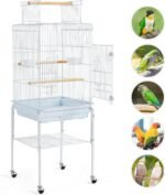 Yaheetech Play Open Top Parrot Bird Cages for Sun Parakeet Cockatiel Green Cheek Conure Lovebird w/Detachable Rolling Stand, White - Image 5