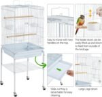 Yaheetech Play Open Top Parrot Bird Cages for Sun Parakeet Cockatiel Green Cheek Conure Lovebird w/Detachable Rolling Stand, White - Image 7