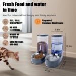 Automatic Cat Feeder and Waterer Set, 2 Packs Stainless Steel Automatic Dog Food Feeder and Water Dispenser, 3.8 L - Image 3