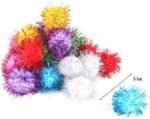 21 Pcs Sparkle Balls Cat Toy, Tinsel Glitter Pom Pom Balls Cat's Favorite Toys, Random Color - Image 3