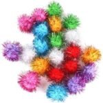 21 Pcs Sparkle Balls Cat Toy, Tinsel Glitter Pom Pom Balls Cat's Favorite Toys, Random Color - Image 4