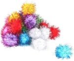 21 Pcs Sparkle Balls Cat Toy, Tinsel Glitter Pom Pom Balls Cat's Favorite Toys, Random Color - Image 5