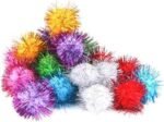 21 Pcs Sparkle Balls Cat Toy, Tinsel Glitter Pom Pom Balls Cat's Favorite Toys, Random Color - Image 6