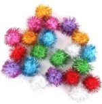 21 Pcs Sparkle Balls Cat Toy, Tinsel Glitter Pom Pom Balls Cat's Favorite Toys, Random Color - Image 7
