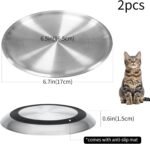 Stainless Steel Cat Bowls, Set of 2 Anti Whisker Fatigue Wide Cat Plates Non-Slip Feeding Dishes for Wet Dry Food and Water for Cats and Small Dogs (6.7") - Image 3