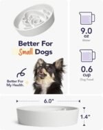 LE TAUCI Ceramic Slow Feeder Dog Bowls Small Breed, 0.6 Cups Dog Food Dish for Fast Eaters, Puzzle Bowl for Small Dogs and Cats, Angle White - Image 4