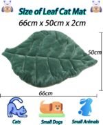 Cat Mat Self Warming Cat Bed 66x50CM Leaf Shaped Cotton Soft Warm Pet Pad Blanket for Indoor Bed Couch Sofa Floors Cat and Dog Warm Mattress (Green) - Image 3