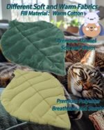Cat Mat Self Warming Cat Bed 66x50CM Leaf Shaped Cotton Soft Warm Pet Pad Blanket for Indoor Bed Couch Sofa Floors Cat and Dog Warm Mattress (Green) - Image 5