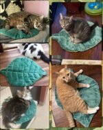 Cat Mat Self Warming Cat Bed 66x50CM Leaf Shaped Cotton Soft Warm Pet Pad Blanket for Indoor Bed Couch Sofa Floors Cat and Dog Warm Mattress (Green) - Image 8
