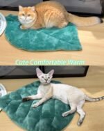 Cat Mat Self Warming Cat Bed 66x50CM Leaf Shaped Cotton Soft Warm Pet Pad Blanket for Indoor Bed Couch Sofa Floors Cat and Dog Warm Mattress (Green) - Image 9