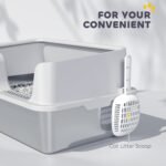 PawHut Stainless Steel Litter Box, XL Cat Litter Box with High Side, Extra Large Metal Kitten Litterbox for Big Cats with Scoop, Easy Cleaning & Anti-Urine Leakage, Light Gray - Image 7