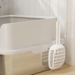 PawHut Stainless Steel Litter Box, XL Cat Litter Box with High Side, Extra Large Metal Kitten Litterbox for Big Cats with Scoop, Easy Cleaning & Anti-Urine Leakage, Light Gray - Image 10