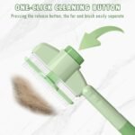 Aerbee Cat Brush with Release Button, Flea Comb for Indoor Cats Shedding, Cat Brush for Long or Short Haired Cats, Cat Grooming Brush Cat Comb for Kitten Rabbit Massage Removes Loose Fur, Green - Image 3