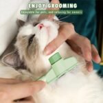 Aerbee Cat Brush with Release Button, Flea Comb for Indoor Cats Shedding, Cat Brush for Long or Short Haired Cats, Cat Grooming Brush Cat Comb for Kitten Rabbit Massage Removes Loose Fur, Green - Image 4