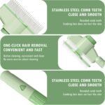 Aerbee Cat Brush with Release Button, Flea Comb for Indoor Cats Shedding, Cat Brush for Long or Short Haired Cats, Cat Grooming Brush Cat Comb for Kitten Rabbit Massage Removes Loose Fur, Green - Image 5