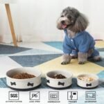 Sweejar Dog Bowl with Bone Pattern, Ceramic Dog Food Dish for Puppy and Cat, Porcelain Pet Bowl for Food and Water 15 oz (Beige) - Image 3