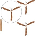Lystaii Cat Wand Toys, Interactive Cat Feather Toys with 3 Feather Refills with Bell Steel Wire Cat Toy for Indoor Cats Wood Handle Cat Teaser String Toy Feather Propeller for Kitten (Piebald) - Image 5