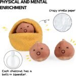 CHEWFFON Interactive Hide-and-Seek Burrow Toys, Dog Toys for Boredom, Cute Squeaky Plush Toys, Dog Toys for Small Medium and Large Dogs, Crinkle Snuffle Puzzle Toy-Chestnuts 4 Piece Set - Image 4