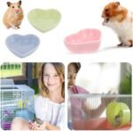 3 Pcs Hamster Ceramic Food Bowl, Turning Food Water Dish for Hamster Gerbil Hedgehog Rat Rodent, (Green and Pink+Blue) - Image 7