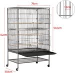 52in Large Parrot Cage with Wrought Iron Rolling Metal Bird Cage for Cockatiels Lovebirds Finches Black - Image 4