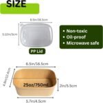 Disposable Soup Bowls w/Lids 750ml, 50Sets Square Paper Salad Bowls to Go, 25OZ Non-Spill Meal Prep Food Container Box for Restaurant Family Hot Cold Takeout - Image 7