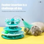 Cat Toys Kitten Ball Tower Springs Feather Exercise Wheel Toy for Indoor Cats Interactive Gifts, 4 Level Green - Image 3