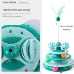 Cat Toys Kitten Ball Tower Springs Feather Exercise Wheel Toy for Indoor Cats Interactive Gifts, 4 Level Green - Image 4