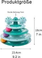 Cat Toys Kitten Ball Tower Springs Feather Exercise Wheel Toy for Indoor Cats Interactive Gifts, 4 Level Green - Image 5