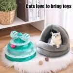 Cat Toys Kitten Ball Tower Springs Feather Exercise Wheel Toy for Indoor Cats Interactive Gifts, 4 Level Green - Image 7