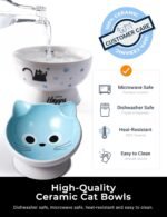 Elevated Cat Bowls Set of 2, Ceramic Tilted Raised Cat Food Bowls Protect Cat's Spine, Anti Vomiting and Whisker Fatigue, Blue Cat Water Dishes, Lead & Cadmium Free, Great Height for Cat - Image 7