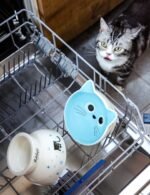 Elevated Cat Bowls Set of 2, Ceramic Tilted Raised Cat Food Bowls Protect Cat's Spine, Anti Vomiting and Whisker Fatigue, Blue Cat Water Dishes, Lead & Cadmium Free, Great Height for Cat - Image 9