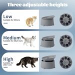 Adjustable Elevated Slow Feeder Cat Bowl, Raised Silicone Slow Feeder Cat Dish with Fun Fish Pattern Whisker-Friendly Anti-Vomit＆Anti-Tipping Pet Bowl for Cat, Small Dog (Dark Grey) - Image 4