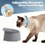 Adjustable Elevated Slow Feeder Cat Bowl, Raised Silicone Slow Feeder Cat Dish with Fun Fish Pattern Whisker-Friendly Anti-Vomit＆Anti-Tipping Pet Bowl for Cat, Small Dog (Dark Grey) - Image 6