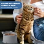 Adjustable Elevated Slow Feeder Cat Bowl, Raised Silicone Slow Feeder Cat Dish with Fun Fish Pattern Whisker-Friendly Anti-Vomit＆Anti-Tipping Pet Bowl for Cat, Small Dog (Dark Grey) - Image 9
