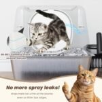 U-MAX Stainless Steel Cat Litter Box, Large Enclosed Kitty Litter Tray with Lid Scoop and Waste Bag, Anti-Leakage Easy Clean Non-Stick Surface, Jumbo Size for All Cats(60x40x38cm) - Image 3