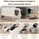 U-MAX Stainless Steel Cat Litter Box, Large Enclosed Kitty Litter Tray with Lid Scoop and Waste Bag, Anti-Leakage Easy Clean Non-Stick Surface, Jumbo Size for All Cats(60x40x38cm) - Image 6