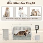U-MAX Stainless Steel Cat Litter Box, Large Enclosed Kitty Litter Tray with Lid Scoop and Waste Bag, Anti-Leakage Easy Clean Non-Stick Surface, Jumbo Size for All Cats(60x40x38cm) - Image 7
