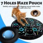 ORSDA Cat Toys Ball, Motion Chirping Activated Moving Ball, Mat Mouse Catching Game Blue, 7 Hole Hide and Seek Indoor Cat Toy, Black Meow - Image 3