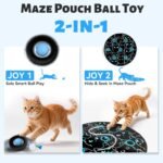 ORSDA Cat Toys Ball, Motion Chirping Activated Moving Ball, Mat Mouse Catching Game Blue, 7 Hole Hide and Seek Indoor Cat Toy, Black Meow - Image 4