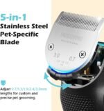 Dog Clippers for Grooming with 5-in-1 Blade, Dog Grooming Kit Cordless Rechargeable Cat Hair Trimmer Detachable Stainless Steel Blade Pet Shaver for Small Puppy Cat Paw Face Head Body - Image 3