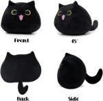 Black Cat Plush Cute Pillow Toy Soft Stuffed Animal Toys 3D Black Cat Plushies Pillow Gift for Boys Girls Plush Doll for Home Room Office Decoration (Cute Cat) - Image 4