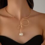 Cuff Necklace Gold Collar Necklace for Woman Statement Open Round Bow Choker Necklaces - Image 3