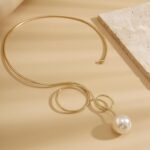 Cuff Necklace Gold Collar Necklace for Woman Statement Open Round Bow Choker Necklaces - Image 8