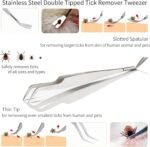Tick Removal Tools for Pets Humans Farm Animals, Pain Free Twister Bar Hook Remover (S M L), Fine Point Tweezers Tick Puller Removes Head & Body, Pince A Tique Pour Chien Flea Lice Comb Kit - Image 5